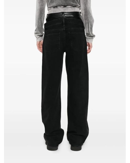 Agolde Black Elson High-Waisted Straight Jeans
