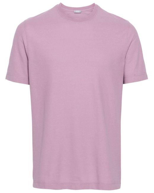 T-shirt en coton à col rond Zanone pour homme en coloris Pink