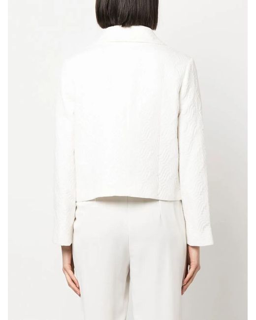 P.A.R.O.S.H. White Embossed-Texture Cropped Jacket