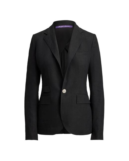 Ralph Lauren Black Single-Breasted Linen Jacket