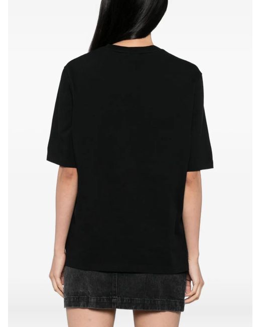 Maison Kitsuné Black Handwriting Embroidered T-Shirt