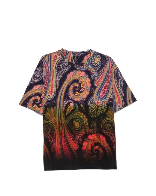 Etro Red Paisley-Print T-Shirt for men