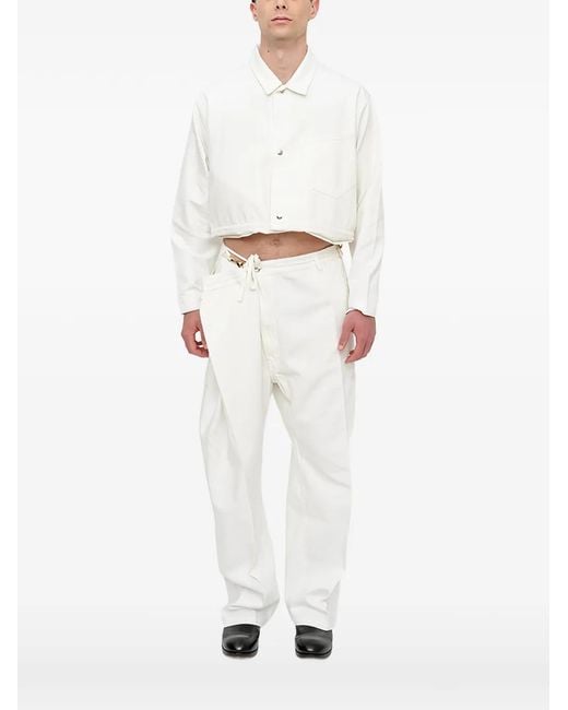 Setchu White Button-Up Shirt Jacket for men