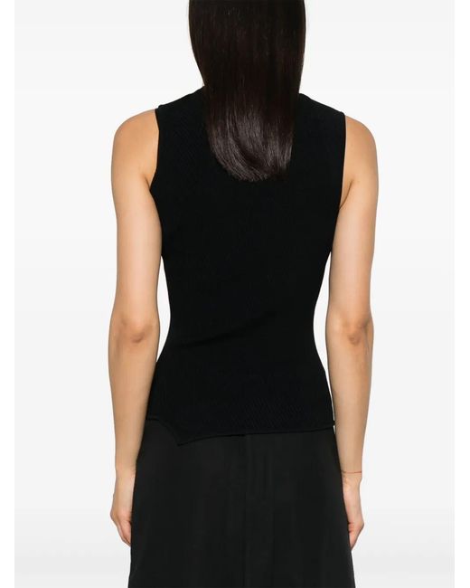 Totême  Black Almaz Asymmetric Ribbed Tank Top