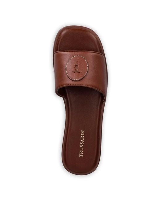 Trussardi Brown Logo-Patch Sandals