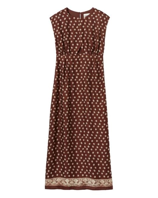 Claudie Pierlot Midi-Jurk Met Bloemenprint in het Brown