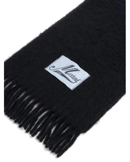 Marni Black Brushed Wool Scarf