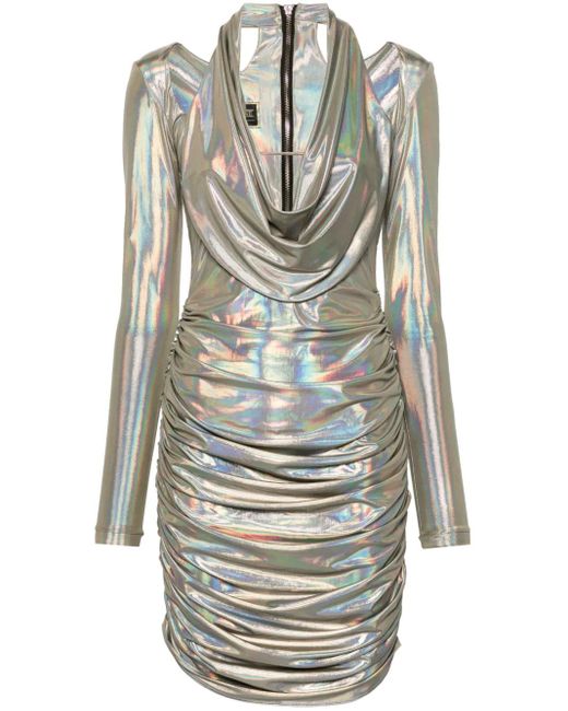 MITILIANE COUTURE Gray Midikleid Mit Holografischem Effekt