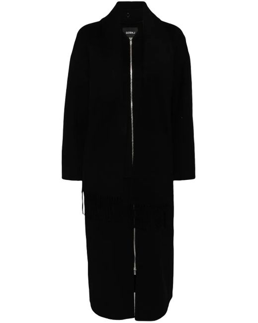 Goen.J Black Detachable-Muffler Zip-Up Coat