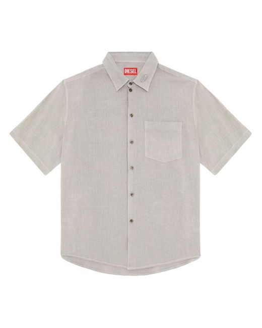 DIESEL Kurzärmeliges Hemd aus Leinen in Gray für Herren