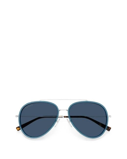 Gucci Blue Tiny Gg Pilot-Frame Sunglasses