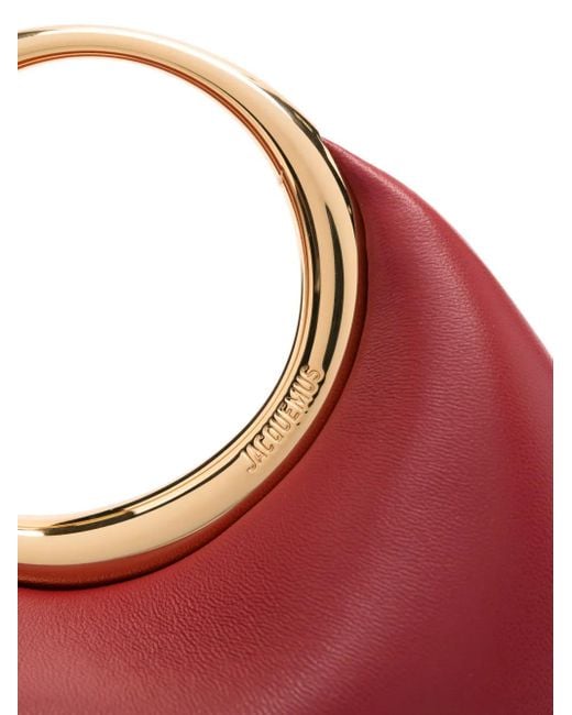 Jacquemus Red Rote Leder Tasche Mit Gravierter Ringgriff