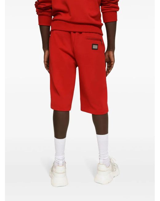 Dolce & Gabbana Red Logo-Tag Track Shorts for men