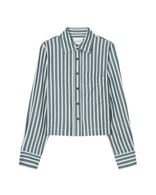 Closed Blue Cropped Shirt