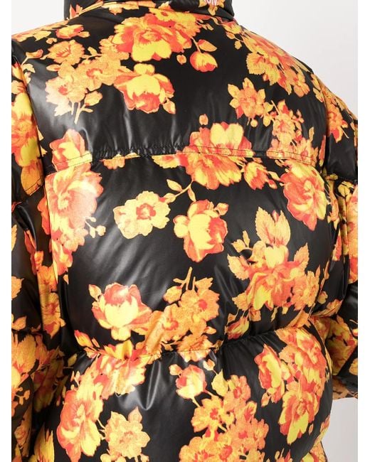 Vetements Orange Floral-Print Puffer Jacket