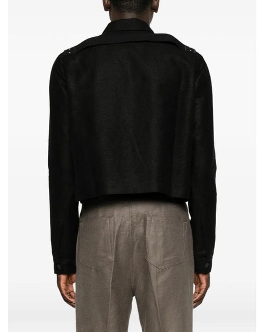 Rick Owens Black Cropped Button-Up Jacket for men