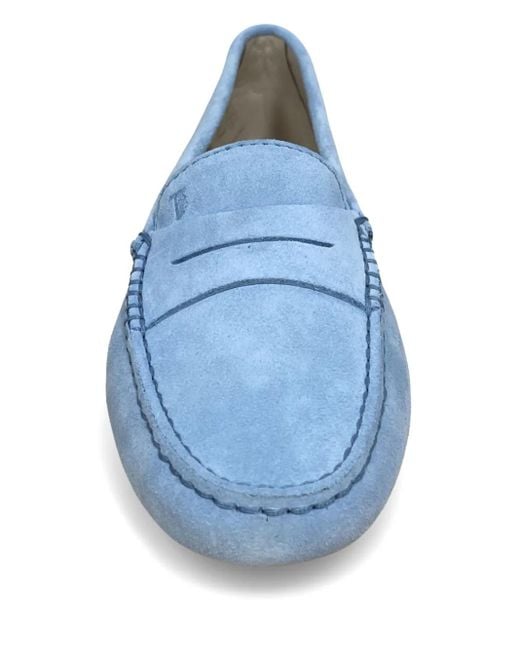 Tod's Blue Suede Penny Loafers