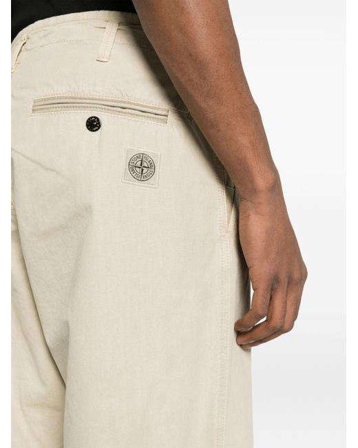 Stone Island Natural Compass-appliqué Straight-leg Trousers for men