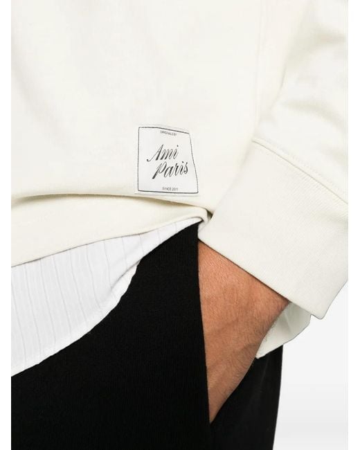 AMI White Logo-Patch Polo Shirt for men