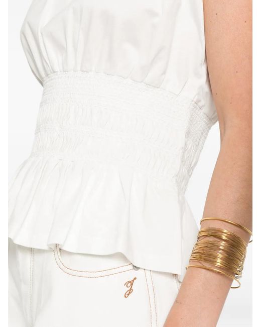 Maje White Ruffled T-Shirt
