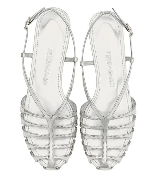 Ferragamo White Caged Sandals