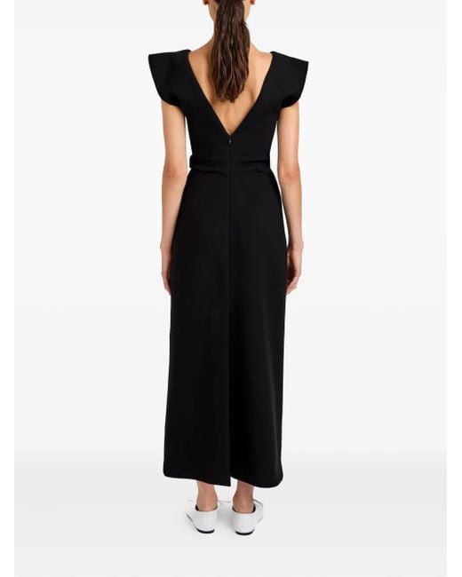 Proenza Schouler Black Mariam Midikleid mit V-Ausschnitt