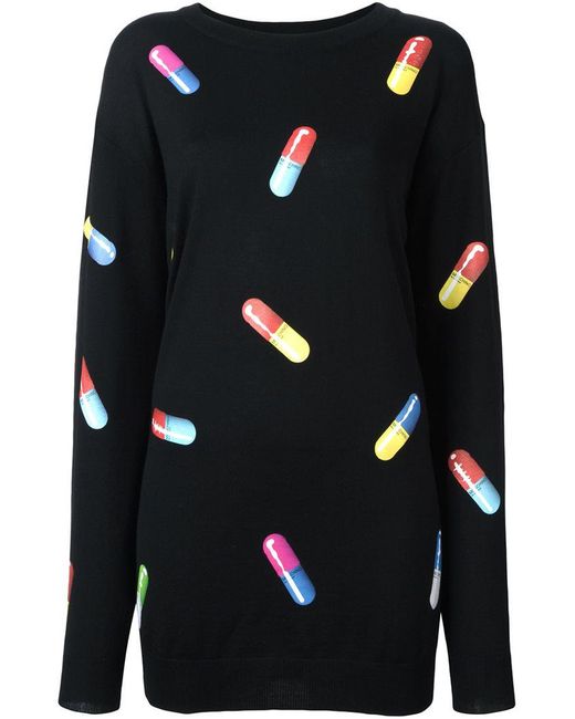 Moschino Black Pill Print Sweater Dress