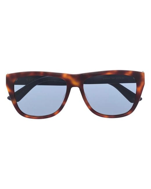 Gucci Blue Tortoiseshell-Effect D-Frame Sunglasses for men