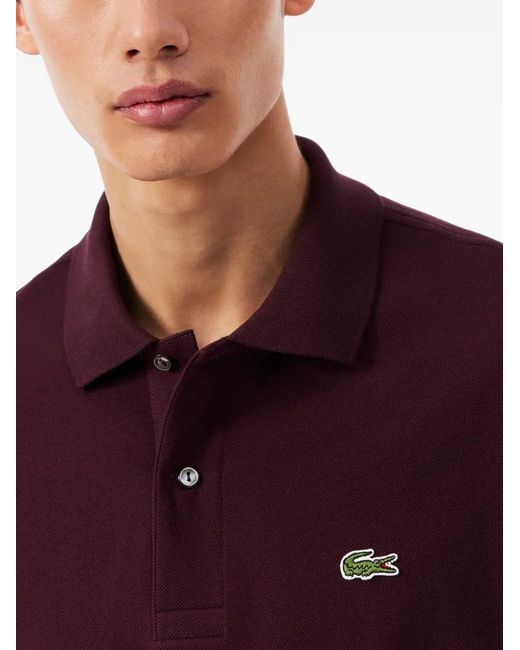 Lacoste Purple Logo-Patch Polo Shirt for men