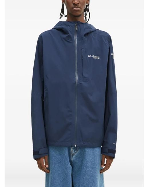 Columbia Blue Hooded Zip-Front Jacket for men