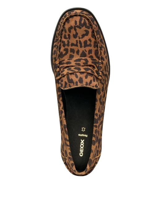 Geox Brown Leopard-Pattern Loafers