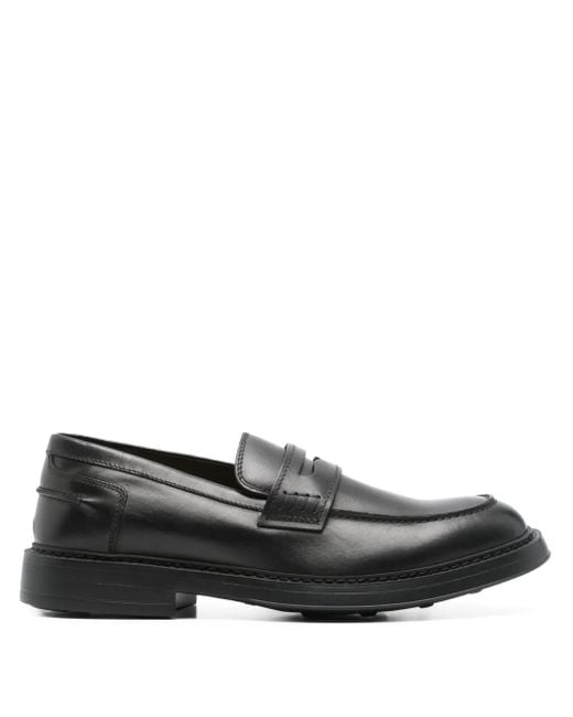 Doucal's Gray Penny-Slot Leather Loafers for men