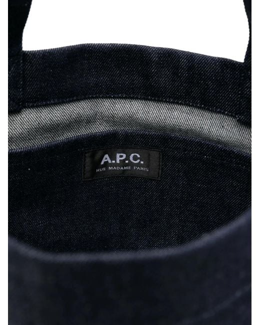 A.P.C. Blue Mittelgroße Tote Bag Mit Logo-Stickerei