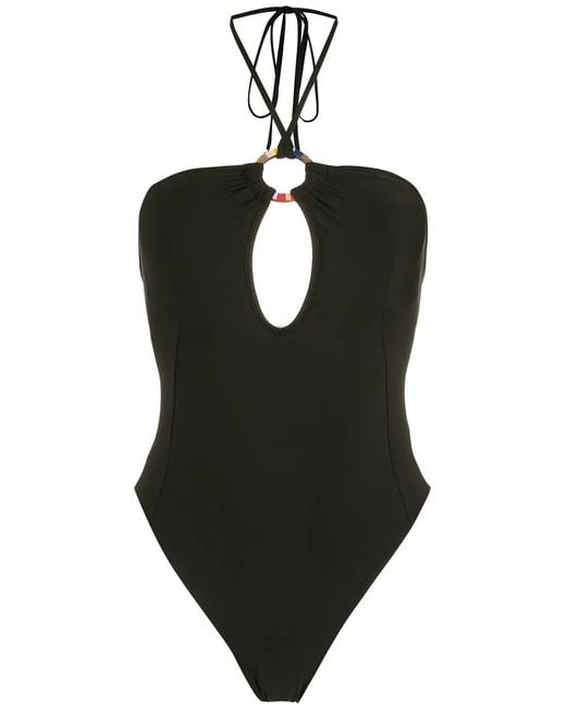 Amir Slama Black Ring-Detail Swimsuit