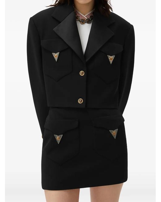 Versace Black Medusa-Hardware Cropped Jacket