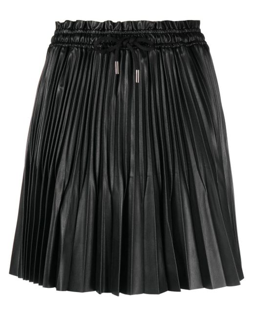 Maje Black Drawstring-waist Pleated Miniskirt