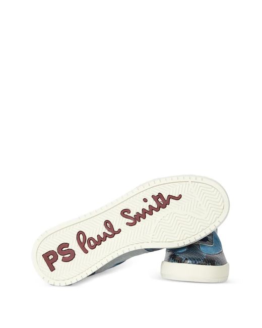 Paul Smith Blue Dover Snake-Pattern Panelled Sneakers