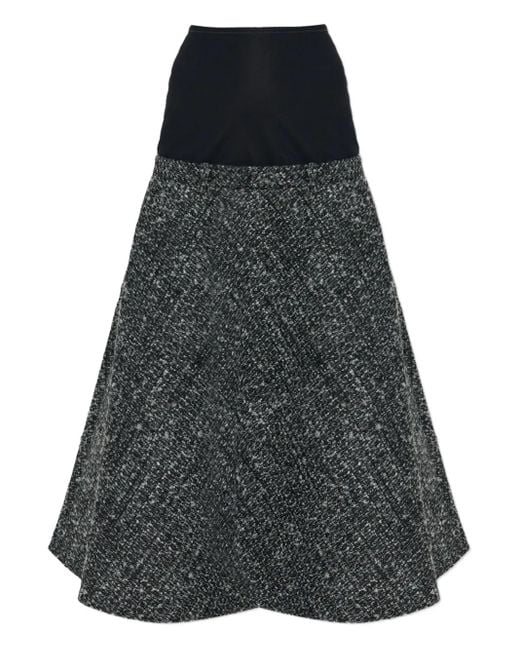 DIESEL Black Panelled High-Waisted Midi Skirt