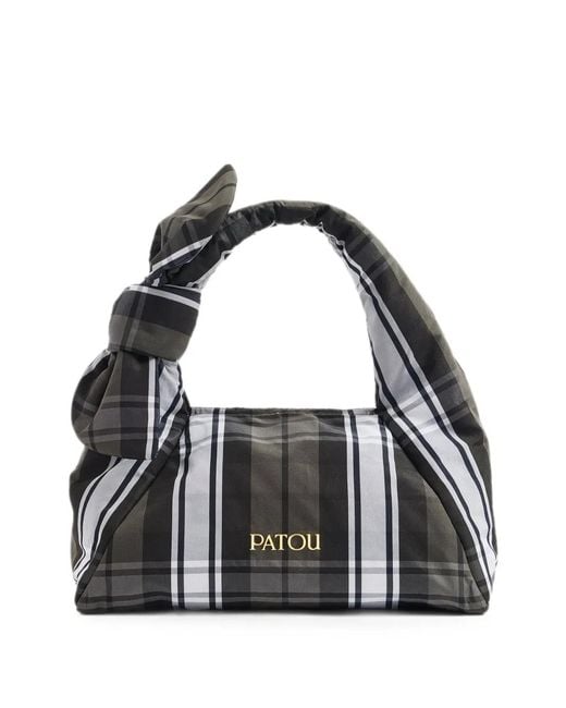 Patou Black Knot Check-Print Tote Bag
