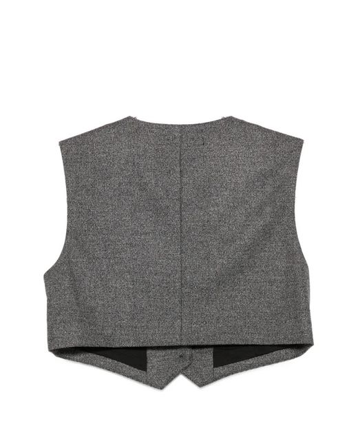 MSGM Gray Cropped Button-Up Waistcoat