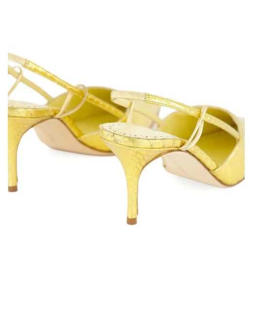 Manolo Blahnik Metallic 70Mm Touki Slingback Pumps