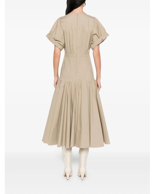 Proenza Schouler Natural V-Neck Pleated Dress