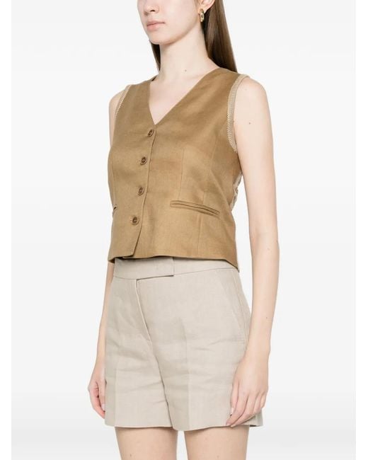 Max Mara Natural Linen Vest And Cable Knit