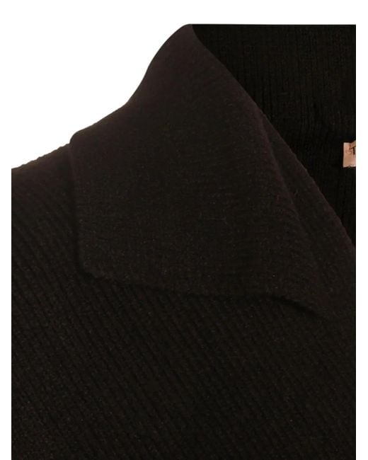 Twinset Black Ribbed Chain-Embellished Jacket