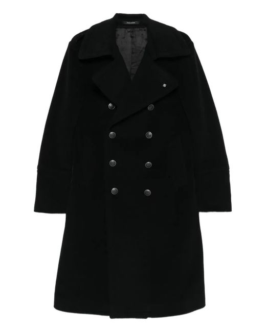 Tagliatore Black Double-Breasted Coat for men