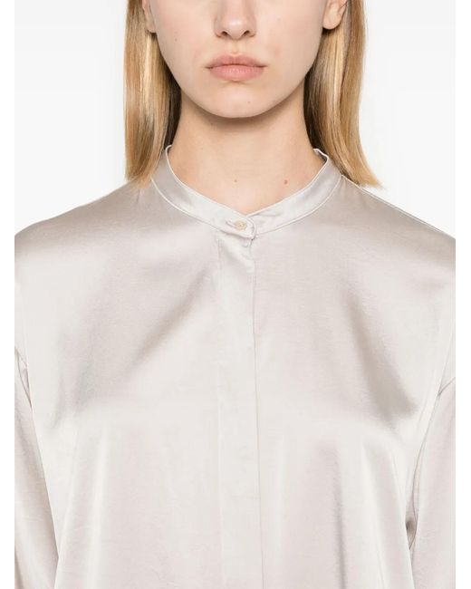 Forte_forte Natural Silk Shirt With A Mandarin Collar