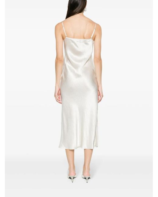 Puppets and Puppets White Wine Ring Crinkled-Satin Dress
