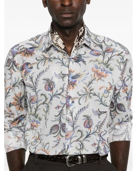 Etro White Floral Shirt for men