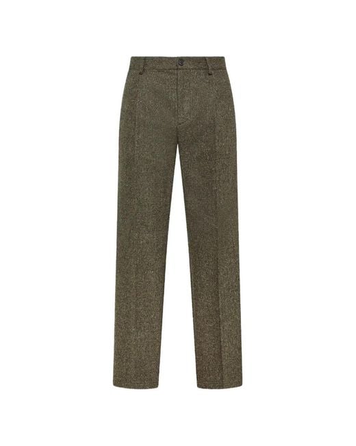 Cruna Green Belleville Herringbone Trousers for men