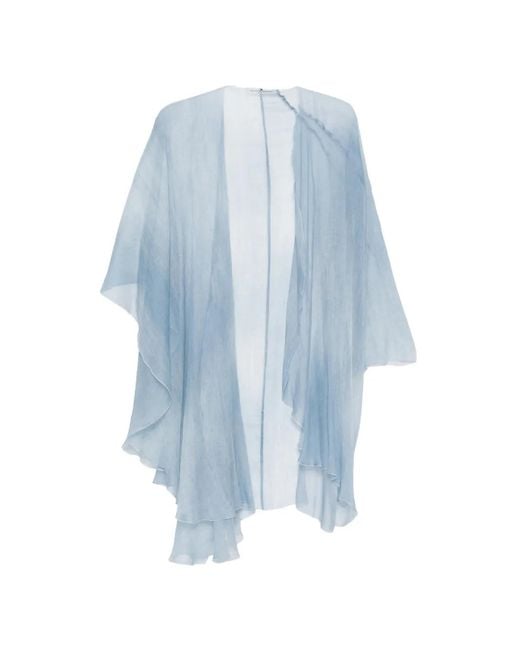 Ermanno Scervino Blue Cape En Velours À Ourlet Asymétrique